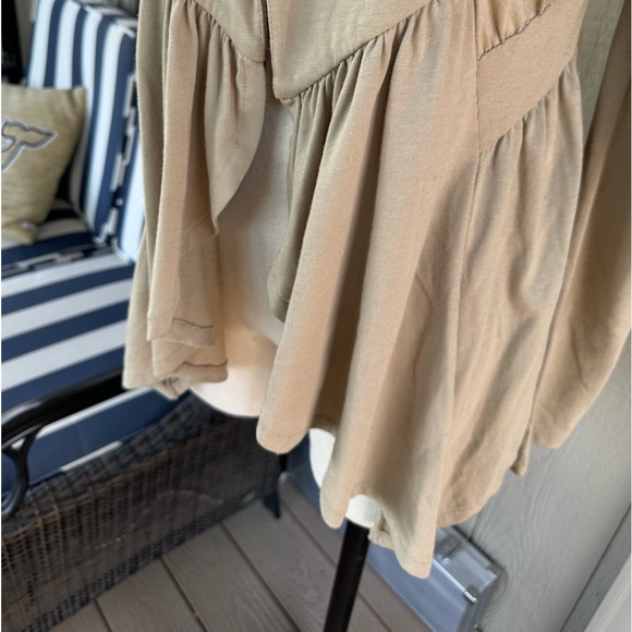 CONVERSE One Star ⭐️ Ladies Tan Belted Shawl Collar Wrap Cardigan - Sz SML - Picture 10 of 13